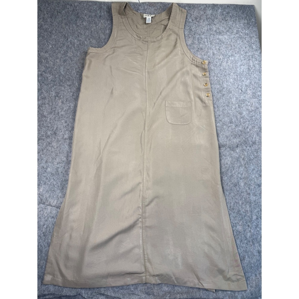 Original TY Wear Jumper Dress Womens 16W Tan Lyocell Rayon Midi Side Button Boho